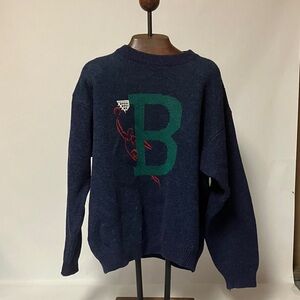 United Colors Of Benetton Navy Sweater with Green Lettering